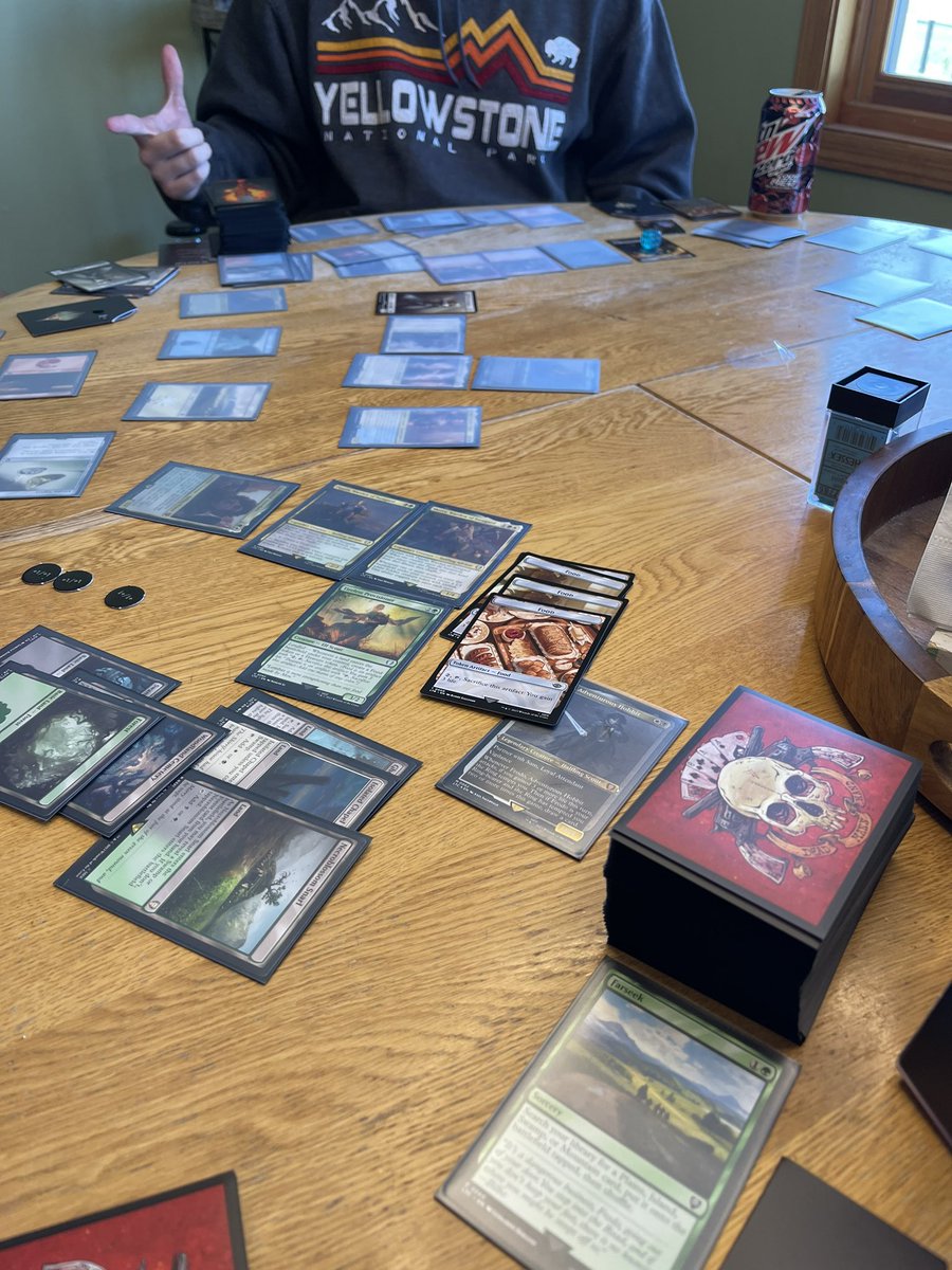 MtgSleeves's tweet photo. Playing @wizards_magic commander LOTR with the family.  Of course using our sleeves! https://t.co/7JuQ70zrup