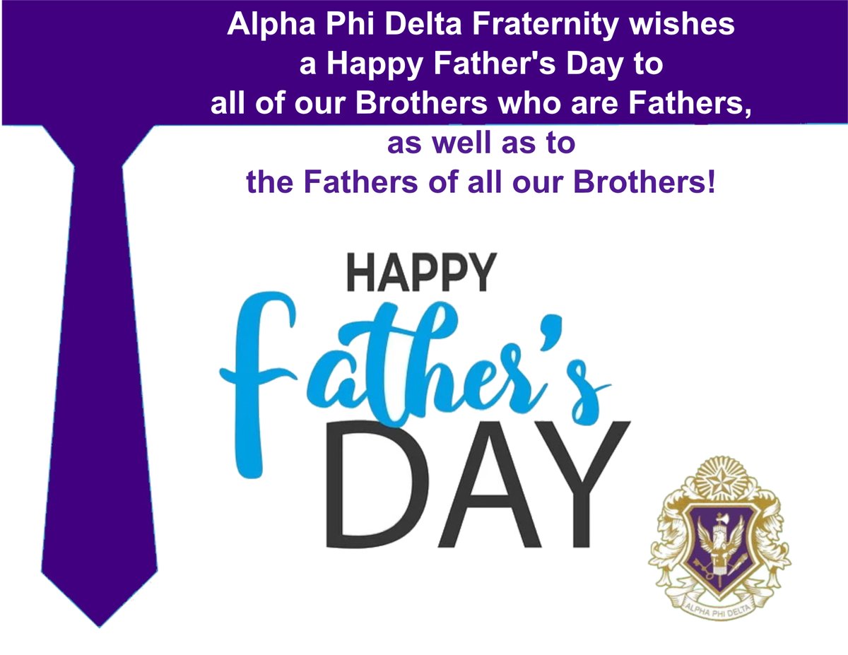ALPHAPHIDELTA's tweet photo. This weekend, Alpha Phi Delta Fraternity's wants to wish a very Happy Father's Day to all of our Brothers who are Fathers, as well as to the Fathers of our Brothers! Today we honor these men with a spirit of profound respect! Happy Father’s Day! https://t.co/Oy0M4I8eoM