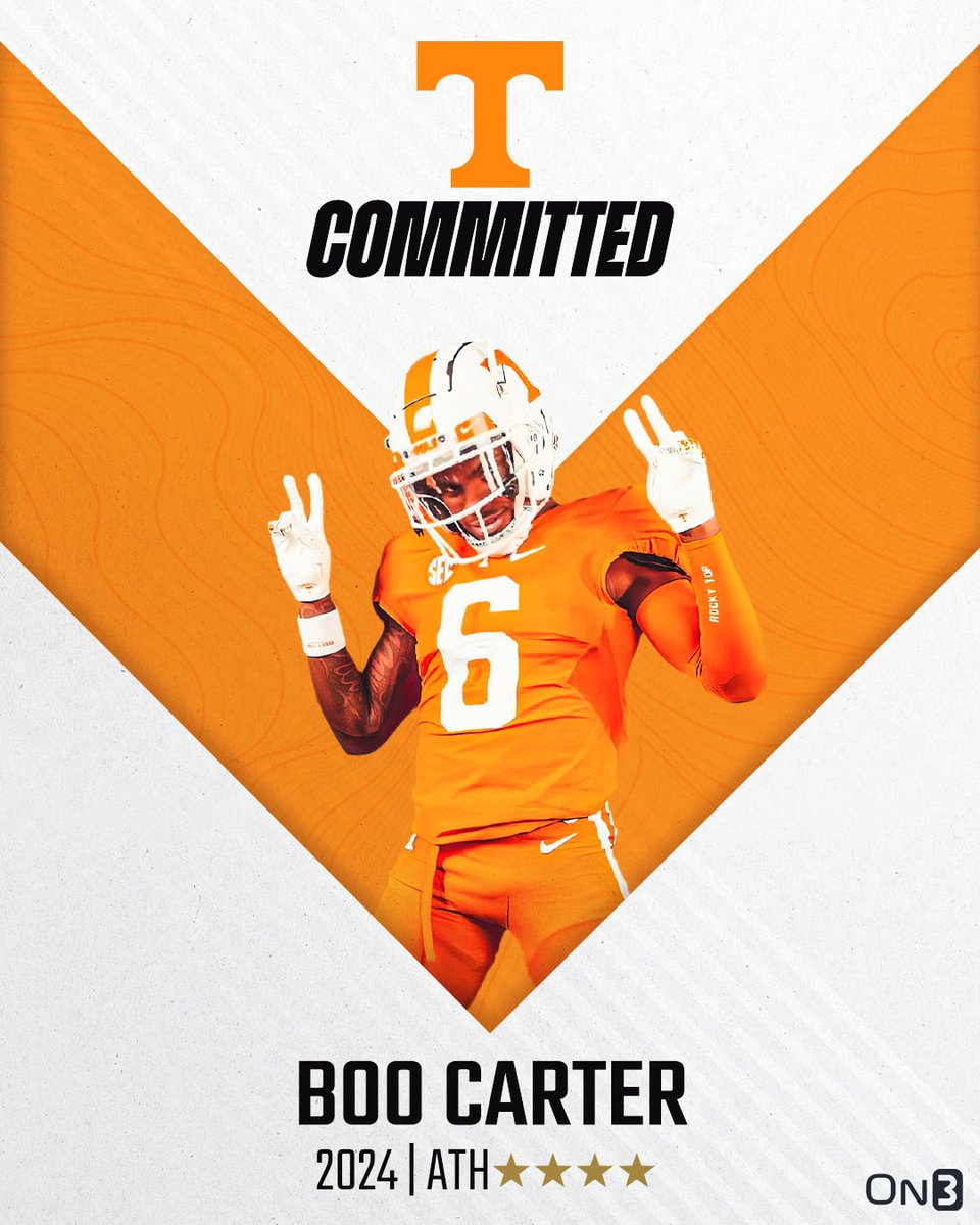 Rivals's tweet photo. 🚨BREAKING🚨 4-star athlete Boo Carter has committed to Tennessee🍊

More from @ChadSimmons_: https://t.co/6V2241BngK https://t.co/baTsQueE0r