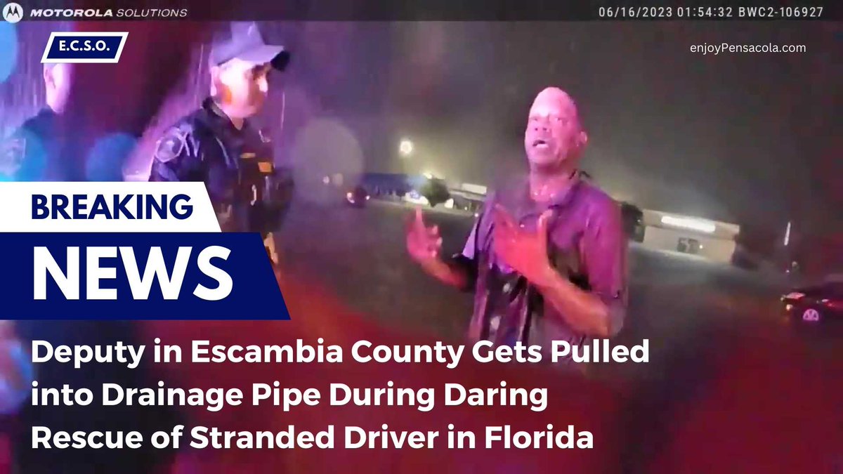 enjoyPcola's tweet photo. 🌟 Witness the extraordinary bravery of a deputy as he dives into danger to save lives amidst extreme weather. LINK: https://t.co/R6UAapRAJn
🌊🚨 #HeroicRescue #LawEnforcement #Inspiration #PENSACOLA #enjoyPensacola https://t.co/ZLqKsPbf0q