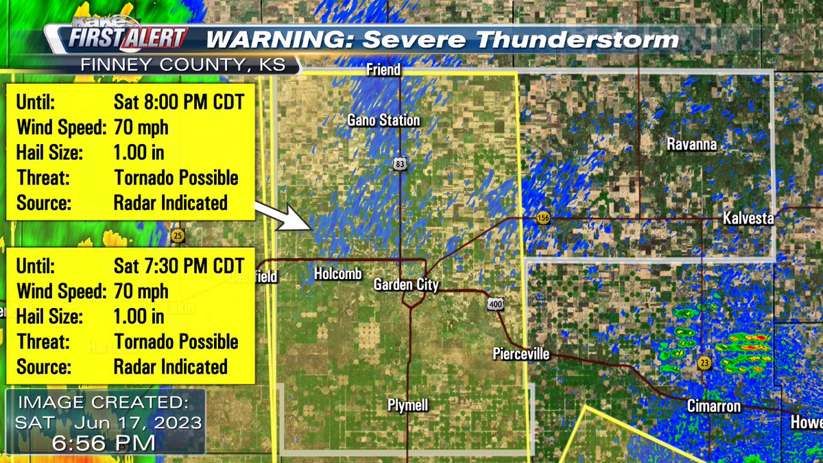 A Severe Thunderstorm Warning has been issued for part of Finney County, Kansas. #KSwx