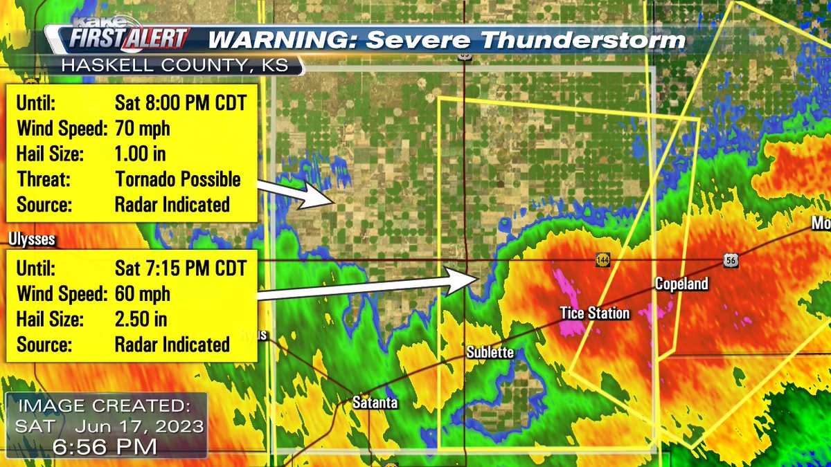 A Severe Thunderstorm Warning has been issued for part of Haskell County, Kansas. #KSwx