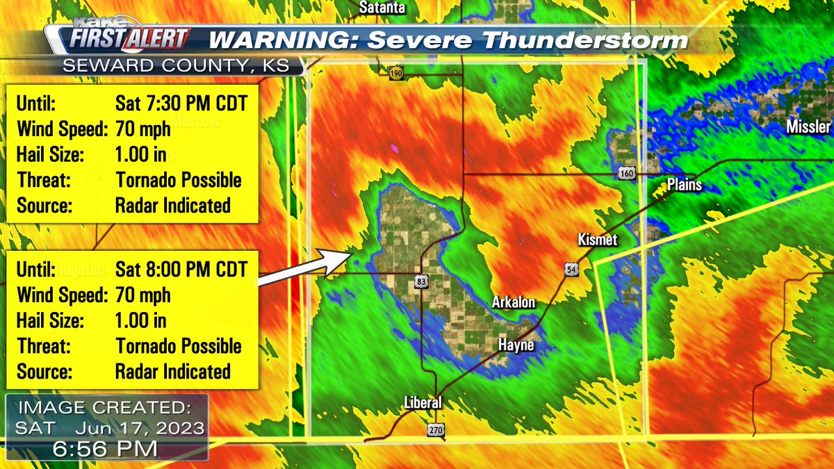 A Severe Thunderstorm Warning has been issued for part of Seward County, Kansas. #KSwx