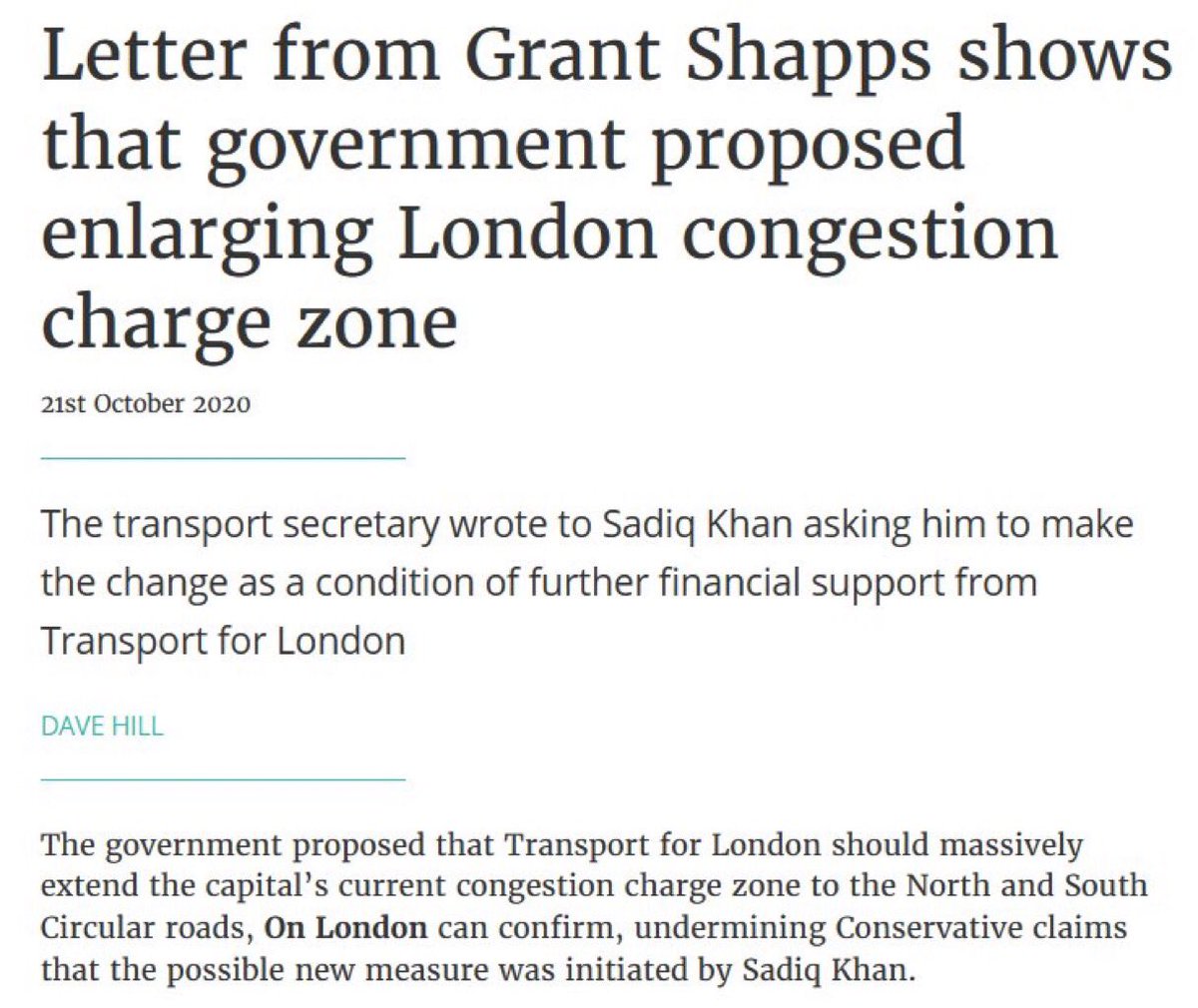 @GregHands @Hillingdon_Tory @Conservatives @CCHQPress Oops, sorry Greg, I seem to have posted this by accident in your timeline again, that expanding the #ULEZ in London was a #ToryParty condition on further financial support for Transport For London. Wonder why you are attacking @SadiqKhan @MayorofLondon about it?
Source @OnLondon