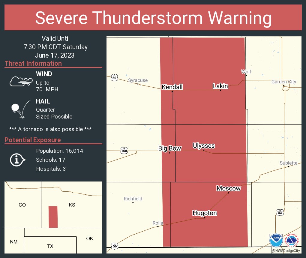 NWS Dodge City on Twitter "Severe Thunderstorm Warning continues for