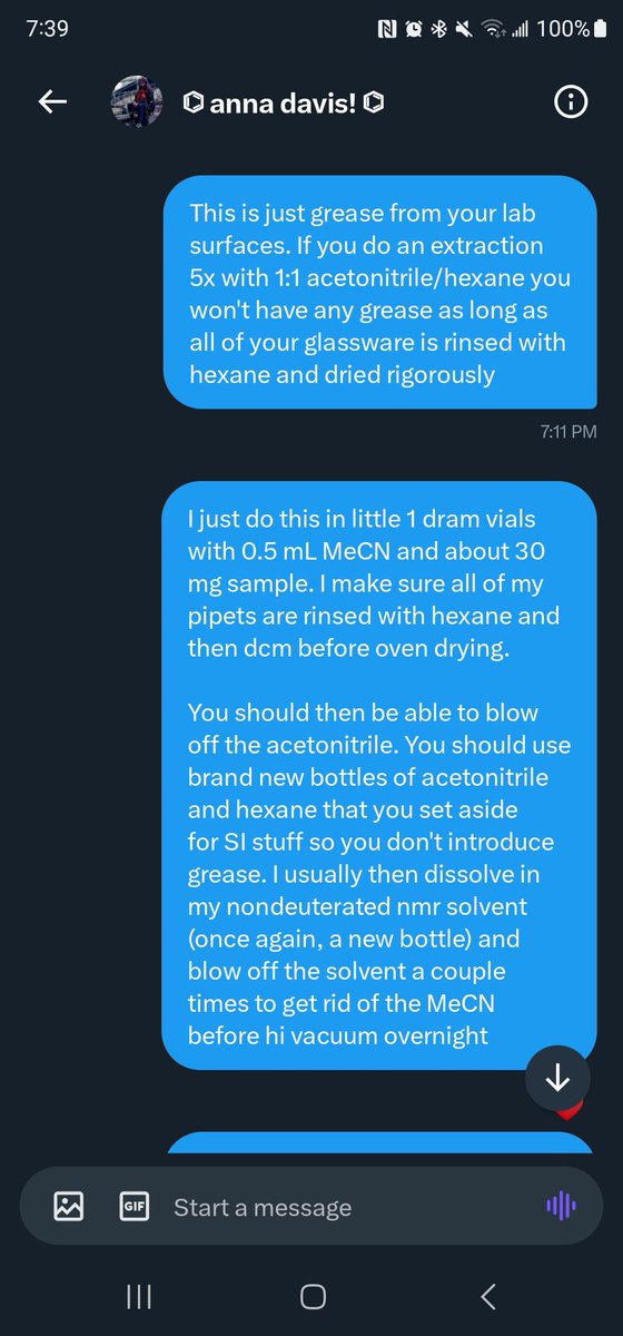 In case anyone needs it, this is my process for removing hexane (1.26-0.88 ppm) and silicone grease (0.08 ppm) from characterization samples. Takes 10 mins and dramatically cleans up your NMR