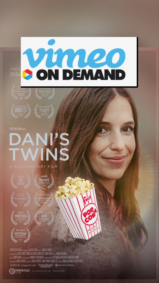 Movie night idea! 😁 grab some 🍿 & watch DANI'S TWINS on Vimeo: vimeo.com/ondemand/danis…

It’s 40 minutes & it’ll inspire you. By buying DANI’S TWINS on Vimeo, you support Perpetuo Films, so we can do the work! 
#documentaryfilm #inspirationalstory #inclusion #disabilityjustice
