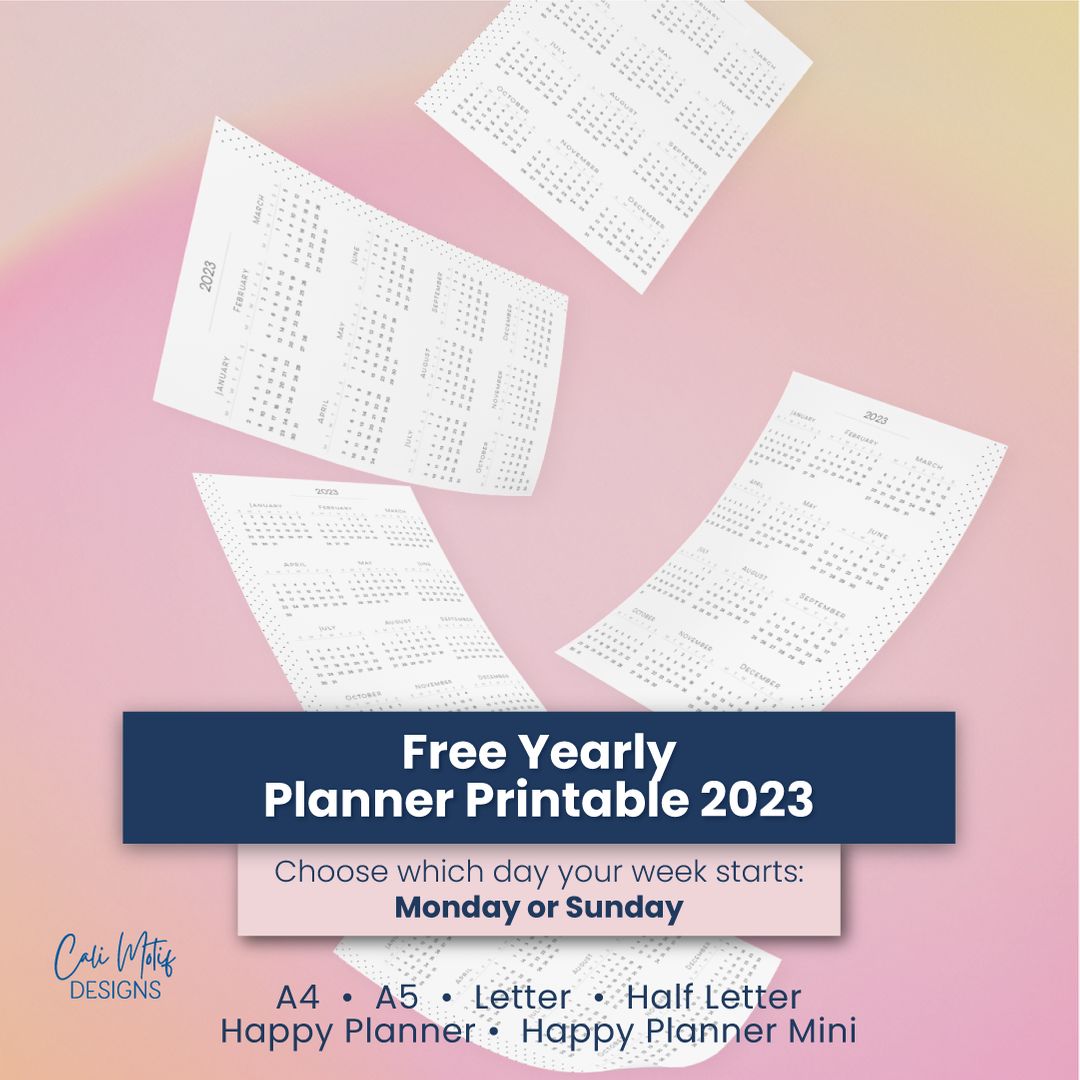 Download and print your 2023 annual calendar with the Sunday and Monday start options here: bit.ly/3oNEHaj #plannercommunity #freeprintables #freeprintable #discboundplanner #planneraddict #plannerbabe #planwithme #happyplanner #plannernerd #plannergoodies