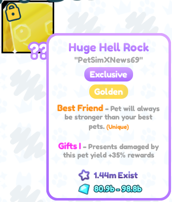 Pet Simulator News on X: Golden Huge Hell Rock is now at 98.8B