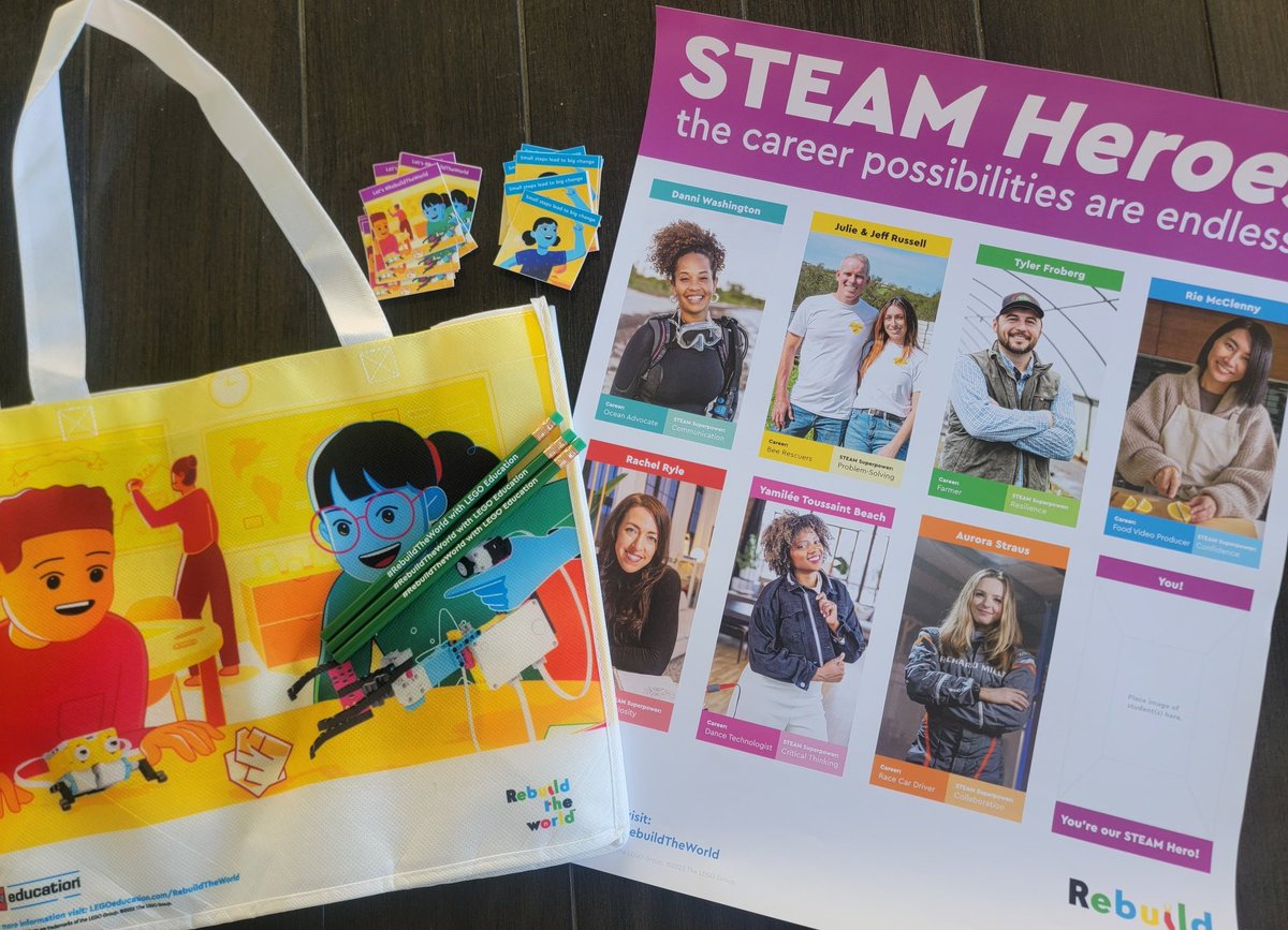 Thank you @LEGO_Education for the #STEAM swag. The poster will be a great addition to out #STEAM lab. My students will love the stickers! #LegoEducation #RebuildTheWorld #PostForPencils