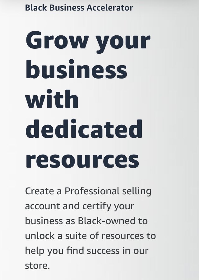 The @Amazon #BlackBusinessAccelerator provides support to strengthen 
#BlackEntrepreneurs and #BlackOwnedBusinesses. Check it out here…
sell.amazon.com/programs/black…