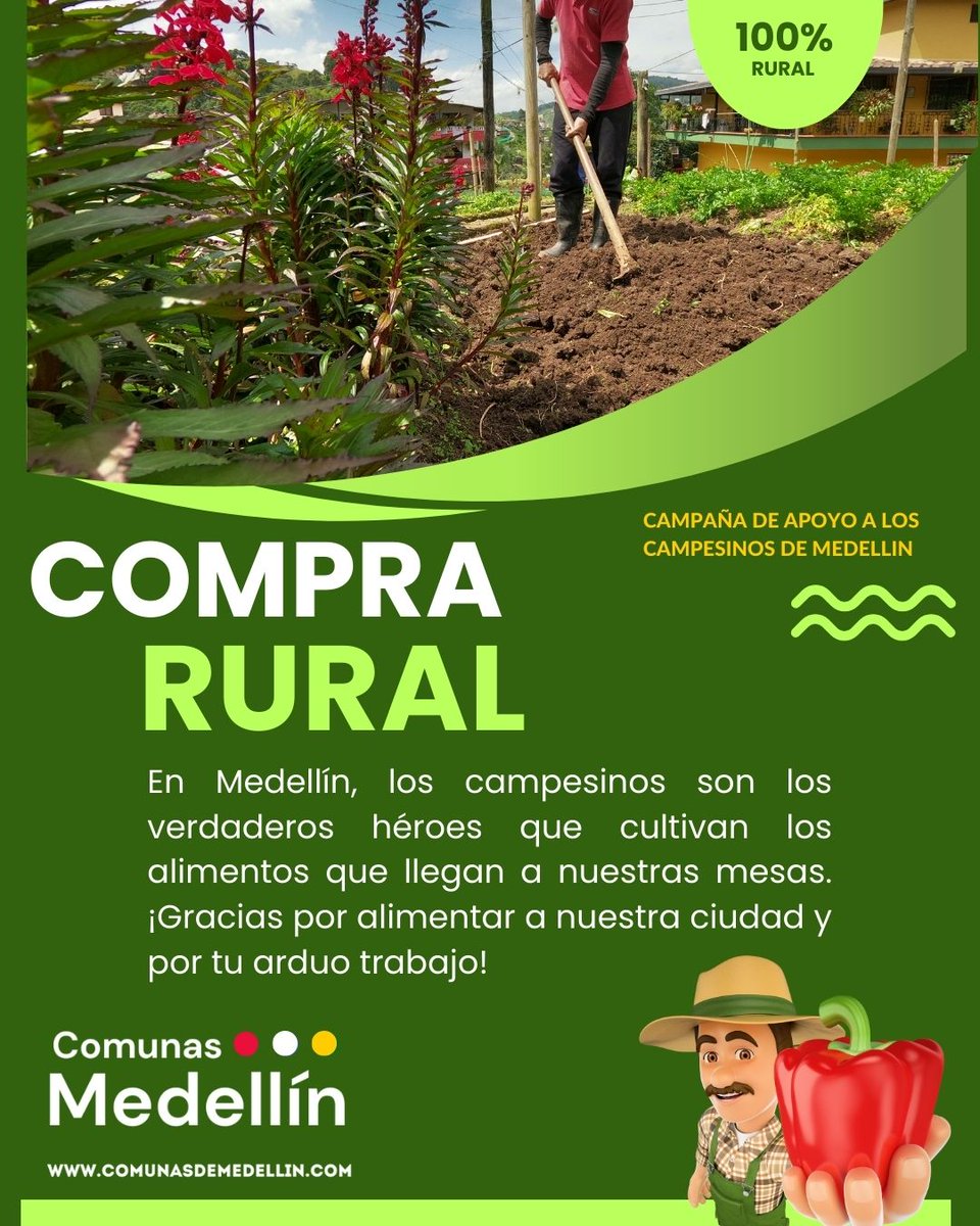 ComunasMed's tweet photo. #CompraRural
Comprarle a los agricultores de nuestros #corregimientos de #Medellín es importante porque con ello estamos apoyando la economía local, contribuyendo al desarrollo de nuestra región, promoviendo la sostenibilidad . https://t.co/Q4znXDVVYR https://t.co/FQTLqYt8Ot
