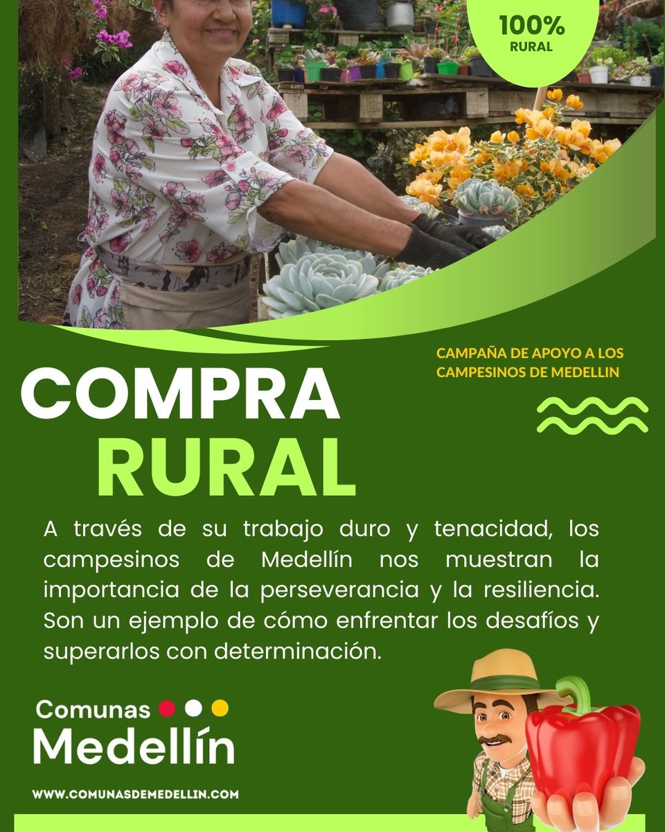 ComunasMed's tweet photo. #CompraRural
Comprarle a los agricultores de nuestros #corregimientos de #Medellín es importante porque con ello estamos apoyando la economía local, contribuyendo al desarrollo de nuestra región, promoviendo la sostenibilidad . https://t.co/Q4znXDWtOp https://t.co/j6frVsVkrf