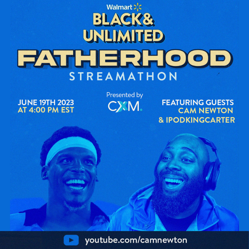 @Walmart and @cxmmunity are bringing you the ultimate Fatherhood gaming face-off with special guests duos, @CameronNewton, @ipodkingcarter and their sons! #BlackAndUnlimited #WalmartPartner

🗓: June 19
⏱: 4pm EDT

Watch here: youtube.com/@CamNewton