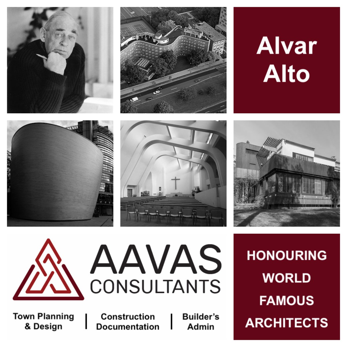 #AavasConsultants #AavasAus #Architects #architecturedesign #architecturaldesign #famousbuilding #FamousArchitects #ArchiDaily #ArchiDesign #ArchitectureLovers #TopArchitects #WorldArchitects #HonouringWorldFamousArchitects #AlvarAlto #AlvarAltoDesigns #AlvarAltoArchitects