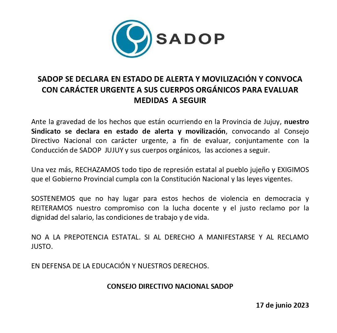 Repudio a la represión en Jujuy