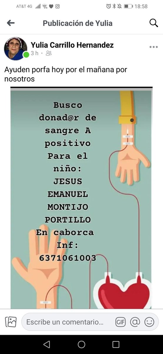 Buenas tardes Twitter Land y @ les pido un favor a los que vivan en #Caborca Sonora,en estos momentos un niño nesecita sangre,si alguien tiene el tipo  🩸 x favor si pudiera donar sería un buen jesto para que esté pequeño siga viviendo gracias 🙏 Hoy por el mañana por tus hijos