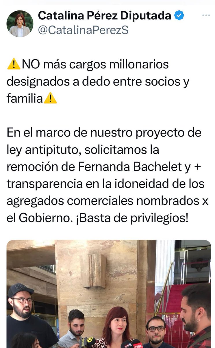 <a href="/CatalinaPerezS/">Catalina Pérez Diputada</a> Estimada diputade, y la etica?🤔
#Chile #Antofagasta <a href="/FrenteAmplioCL/">Frente Amplio Chile</a>