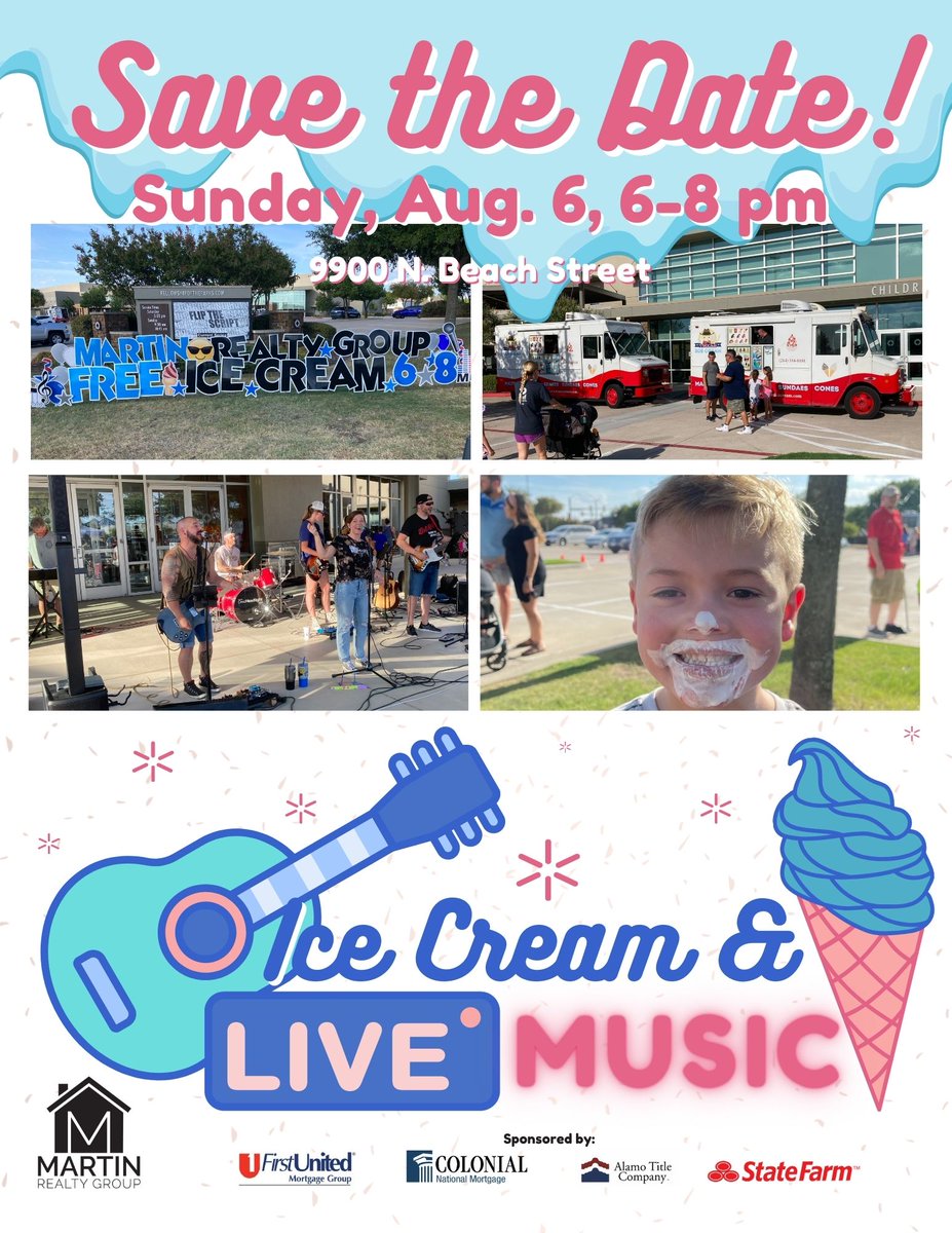 🥵Already suffering from the summer heat?🥵 Mark your calendars to come 🍦COOL OFF🍦 with us for FREE with everyone's favorite Texas Ice Cream trucks, live music from One Headlight, yard games, and giveaways! Everyone is welcome! More info here: fb.me/e/sQVttkJb