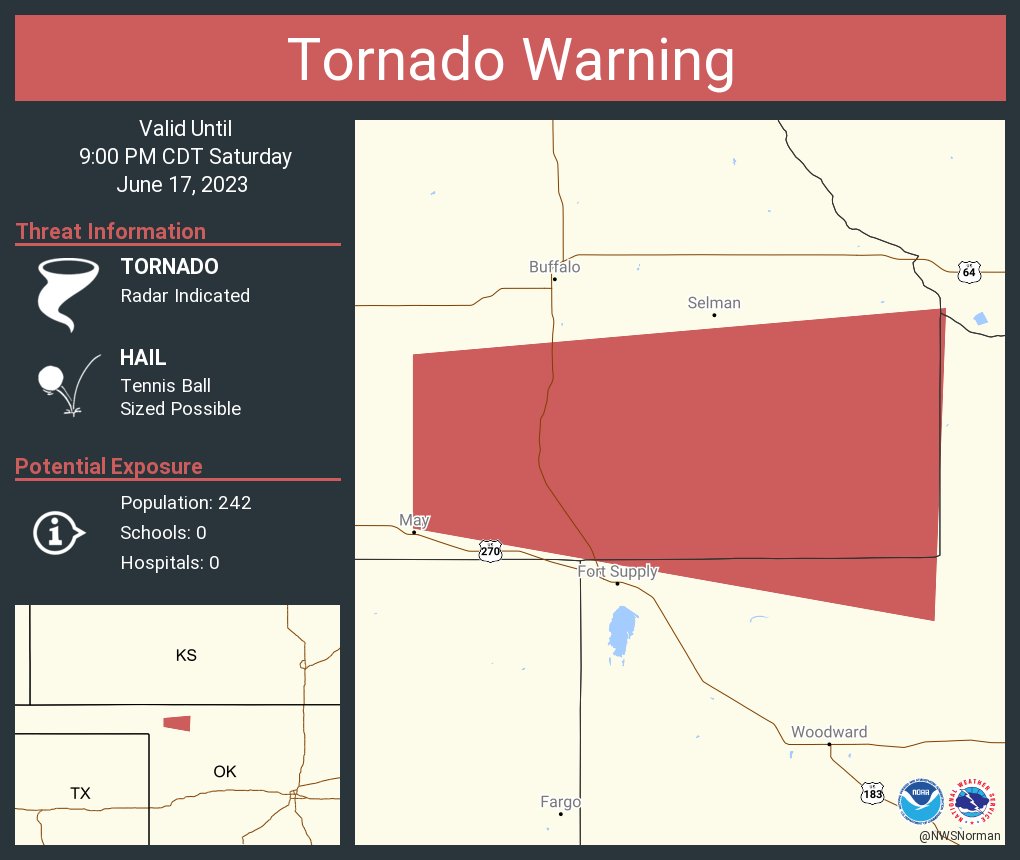 NWS Tornado on Twitter "Tornado Warning including Harper County, OK, Woodward County, OK until