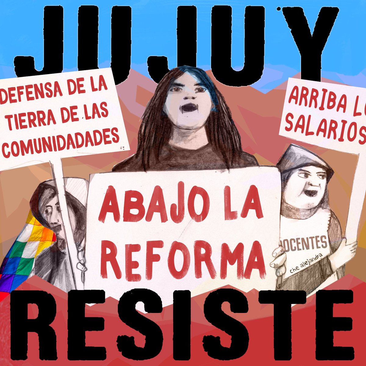 Repudiamos la represión en Jujuy, el silencio cómplice y abrazamos la dignidad de un pueblo que se levanta contra la impunidad del gobernador Gerardo Morales, la baja de salarios, la entrega extractivista y la criminalización de la protesta social.

Ilustraciones @chealejandra_da