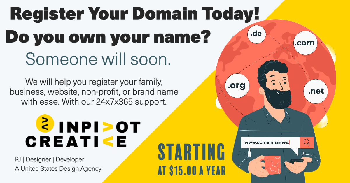 Claim your unique space on the web today with InPivot Creative's seamless domain registration services. 
#Family #FamilyTime #FamilyLove #FamilyFirst #FamilyForever #FamilyGoals #FamilyFun   #FamilyTraditions #FamilyMemories #FamilyPhotography #FamilyLife #FamilyValues