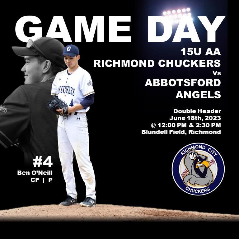 Fathers Day Double Header for our 15U AAs vs Abbotsford Angels tomorrow! 

Come on out and support our Home of the Chuckers: Richmond City Baseball team!