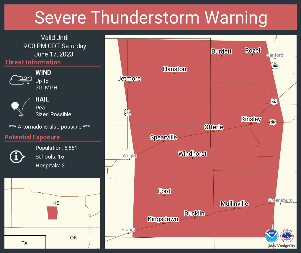 NWS Dodge City on Twitter "Severe Thunderstorm Warning continues for