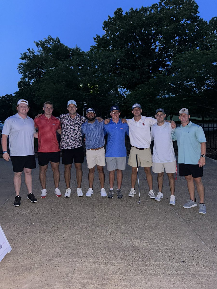 CoachSchex's tweet photo. 1st annual @OleMissFB specialist golf outing! S/O to Carter and Drew for winning with it all with -1 under! 

#HottyToddy | #ComeToTheSip https://t.co/0jHuFuNumG