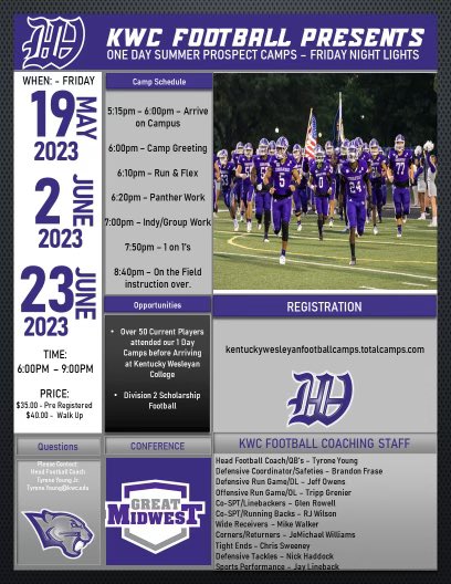 WillM_33's tweet photo. I have been invited and will be attending the @kwc_football prospect camp on the 23rd of June. Thanks to @Playmakerhaddox
@Coach_Corder https://t.co/V3YwhMNDRp