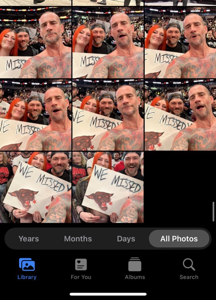 That moment when @CMPunk grabs your phone and just keeps taking pictures 😭#AEWCollison