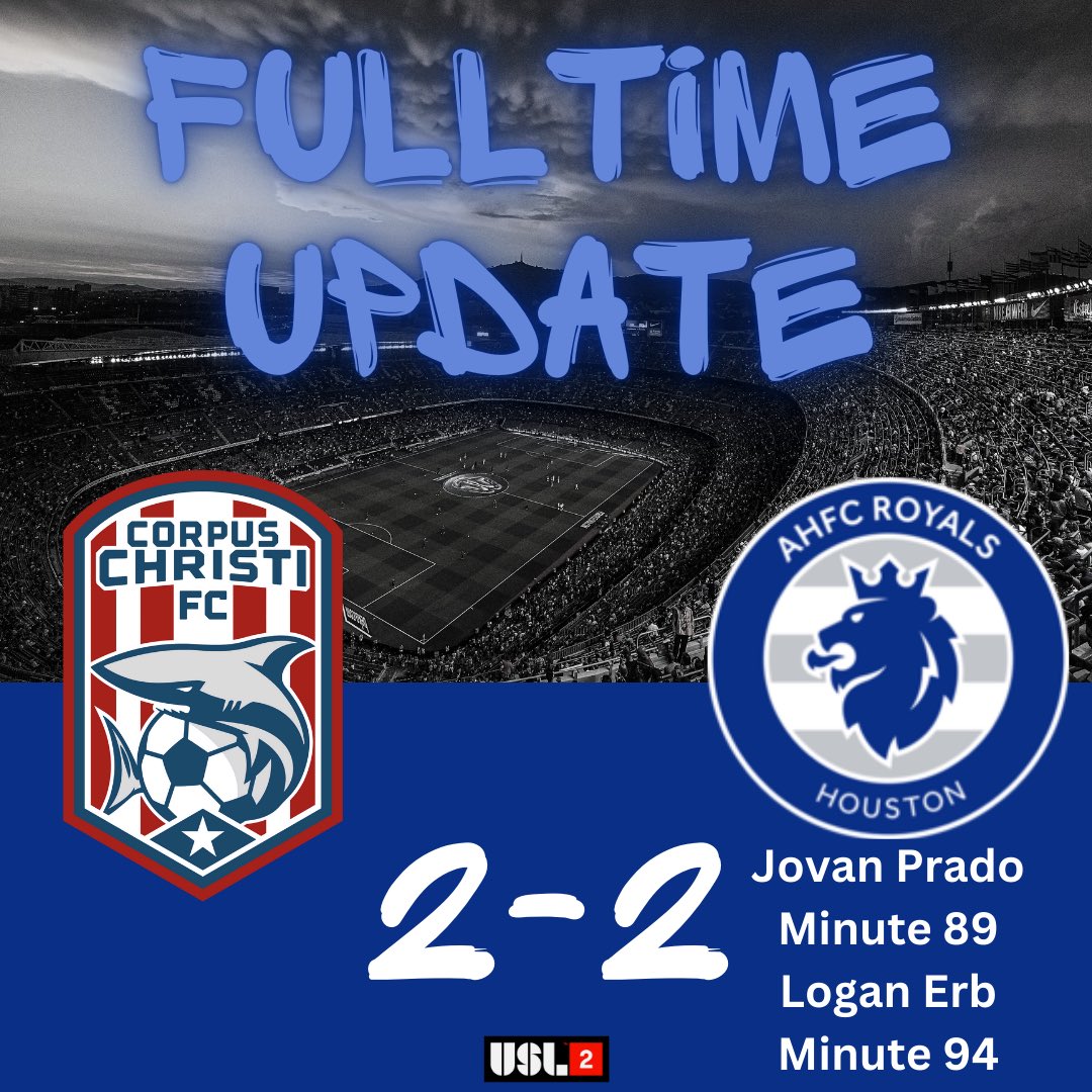 Wow just wow. The Royals claw it back in the final few minutes to earn a draw in Corpus against @corpuscfc in the @uslleaguetwo with an injury time goal from @LoganErb2 our GK 

#ahfcpride