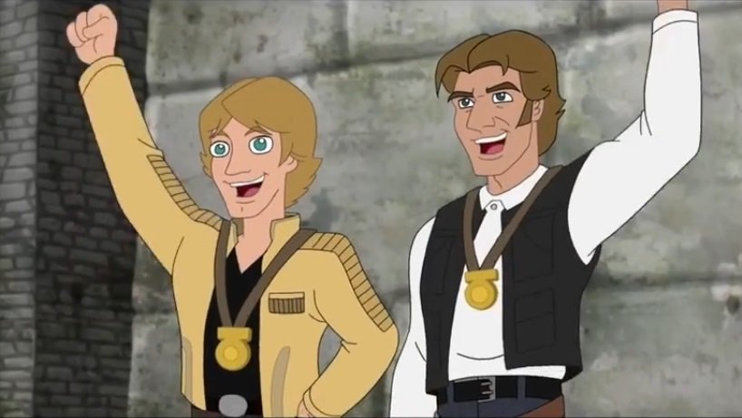 luke leia & han in the phineas and ferb star wars movie, you are so important to me