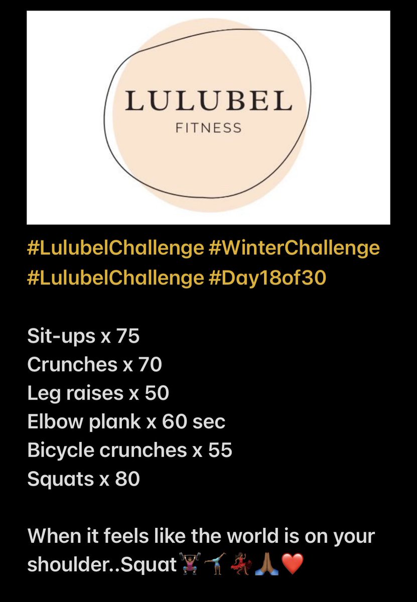 We will never know our full potential unless we push ourselves to find it 🌺🫶🏾👌🏾

Sunday’s are for squats, steaks and seks🙏🏾🩷
Good morning 🏋🏾‍♀️🤸🏾‍♂️🏃🏾‍♀️💃🏾💪🏽

#RunningWithLulubel
#YourPersonalTrainer 
#LuluLove
#SundayFunday 
#Teamasilali