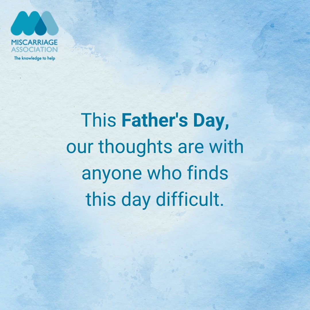 MiscarriageUK's tweet photo. This Father's Day, our thoughts are with anyone who finds this day difficult. 

If you have been affected by miscarriage, ectopic or molar pregnancy, we're here to help you through. 
You can find links to our support and information here: https://t.co/llNsFMZy3z https://t.co/x3Cg4Xnjma
