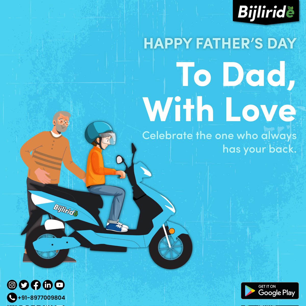 bijliride's tweet photo. Dads are always there to lend a helping hand and make unforgettable memories!💙👨👦⚡️
Happy Father's Day to all the cool dads out there!
#RideWithDad #FathersDay #ElectricMobility #MakingMemories #RideWithLove #DadsEmbraceChange #dad #happyfathersday #love #father #family https://t.co/xaJ7c9aRs2