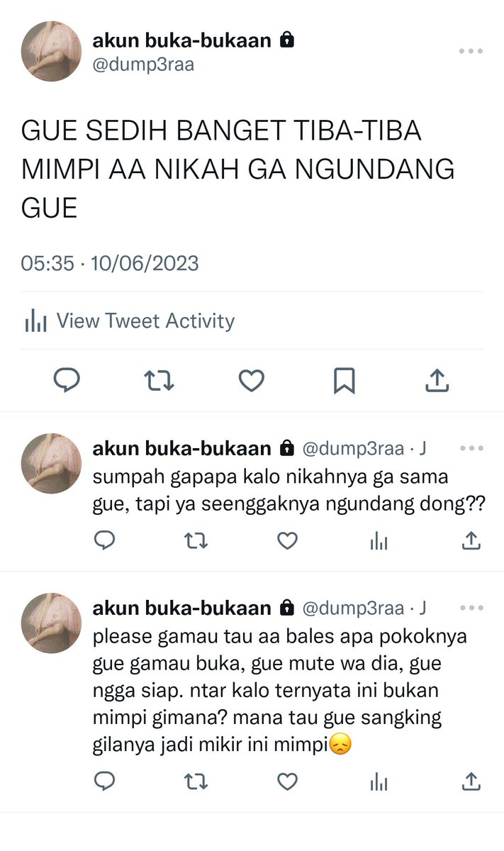ordxnoir's tweet photo. ; gara-gara mimpi

mark one tweet au
©ordxnoir https://t.co/R8oCBkUYO9