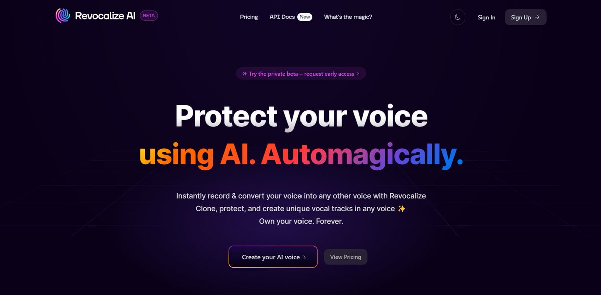 10. Revocalize AI

A tool to convert audio into vocal tracks and change voice.

🔗 revocalize.ai