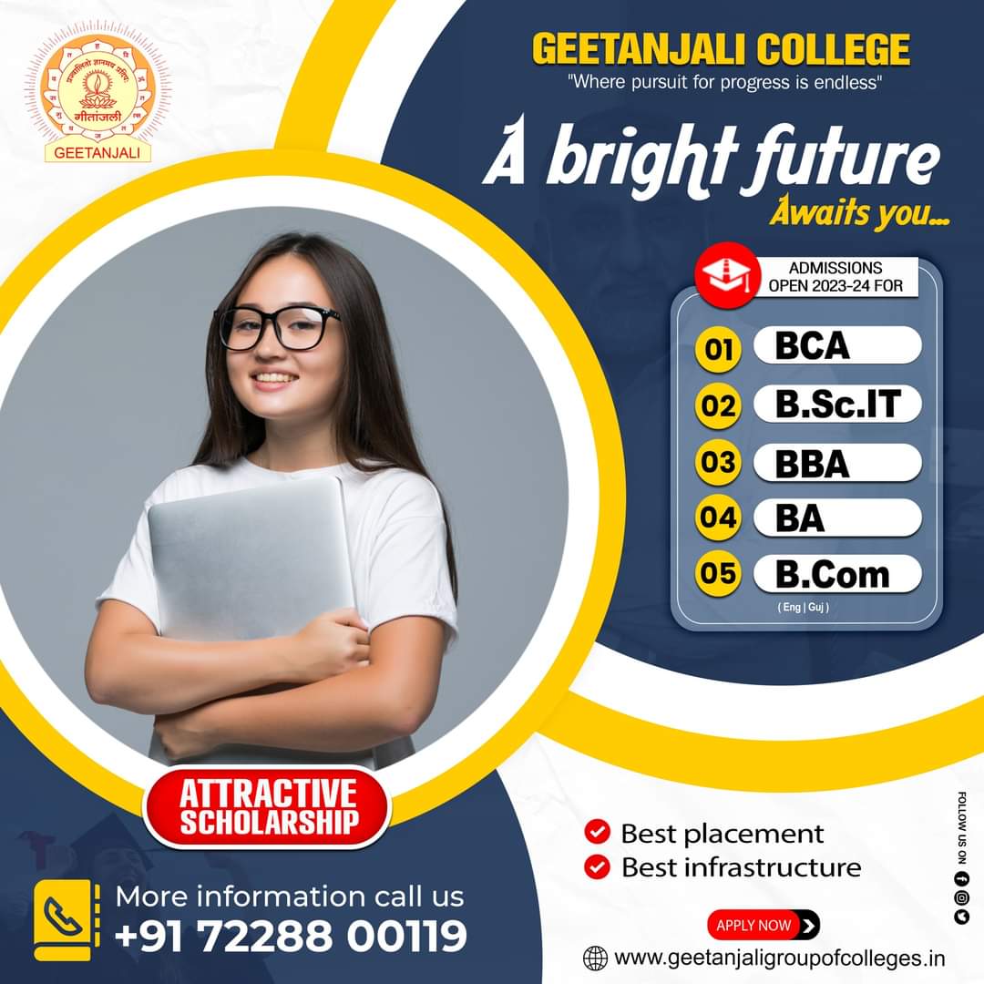 A bright #future awaits you !! 👩🏻‍🎓

Admission Open 2023

#admission #education #admissionopen #admissions #admissionopen2022 #students #university #college #coursesoffered #MCOM #MBA #MSCIT #BED #LLB #PGDCA #BBA #BCA #BSC #BSCIT #BCOM #Rajkot #Saurashtra #Gujarat