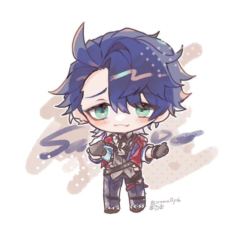 1boy male focus chibi solo gloves jacket :3  illustration images