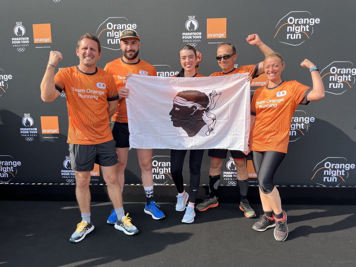 Seremu di ritornu in Parigi cù a squadra Corsa @OrangeCorse per u Marathon Pour Tous Paris 2024 #TeamOrangeRunning #OrangeNightRun
