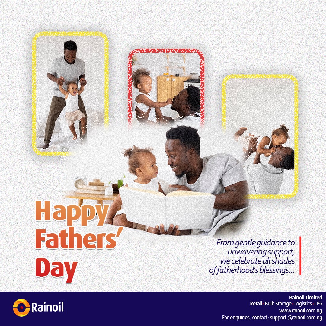 RainoilLimited's tweet photo. Every shade of fatherhood is a testament to strength and boundless love.
Happy Fathers’ Day.
#happyfathersday
#rainoilimited
#creatingsuperiorvalue
#oilandgas
#downstream https://t.co/fy1ZAdhNUN