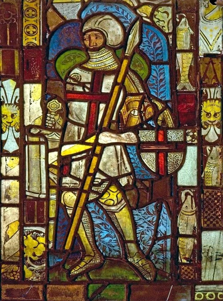 Saint George, stained glass window, 1334-1340, St. Peter's Church, Barton upon Humber, Lincolnshire, England