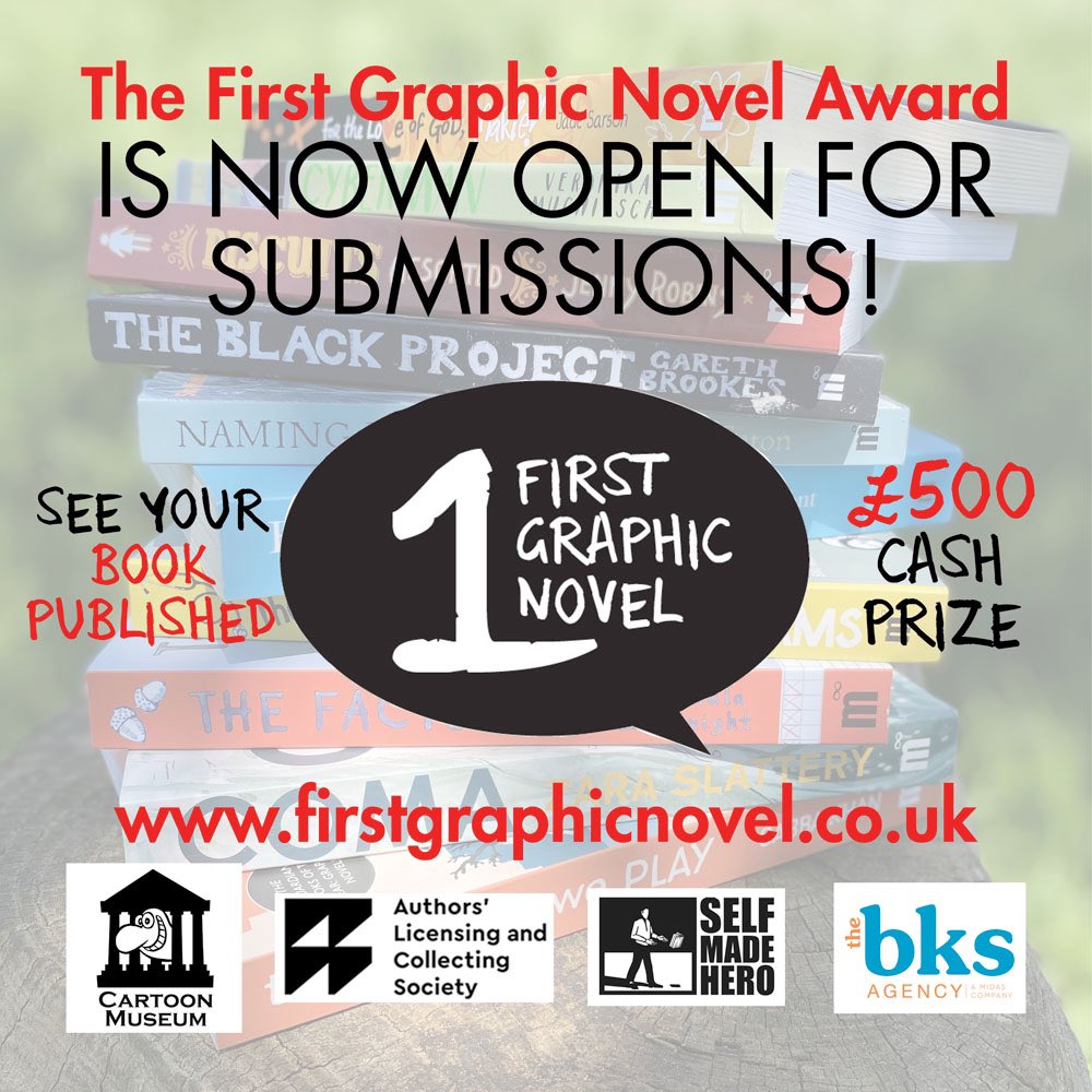 1stGraphicNovel's tweet image. We’re all set! Open call for entries until 14 September 2023. Big thanks to partners and authors for support and advice to make it happen! @SelfMadeHero @Cartoonmuseumuk @ALCS_UK @ThebksAgency @MyriadEditions and @cartooncounty @comicartfest @ThoughtBubbleUK @LDComics #VIPBrands