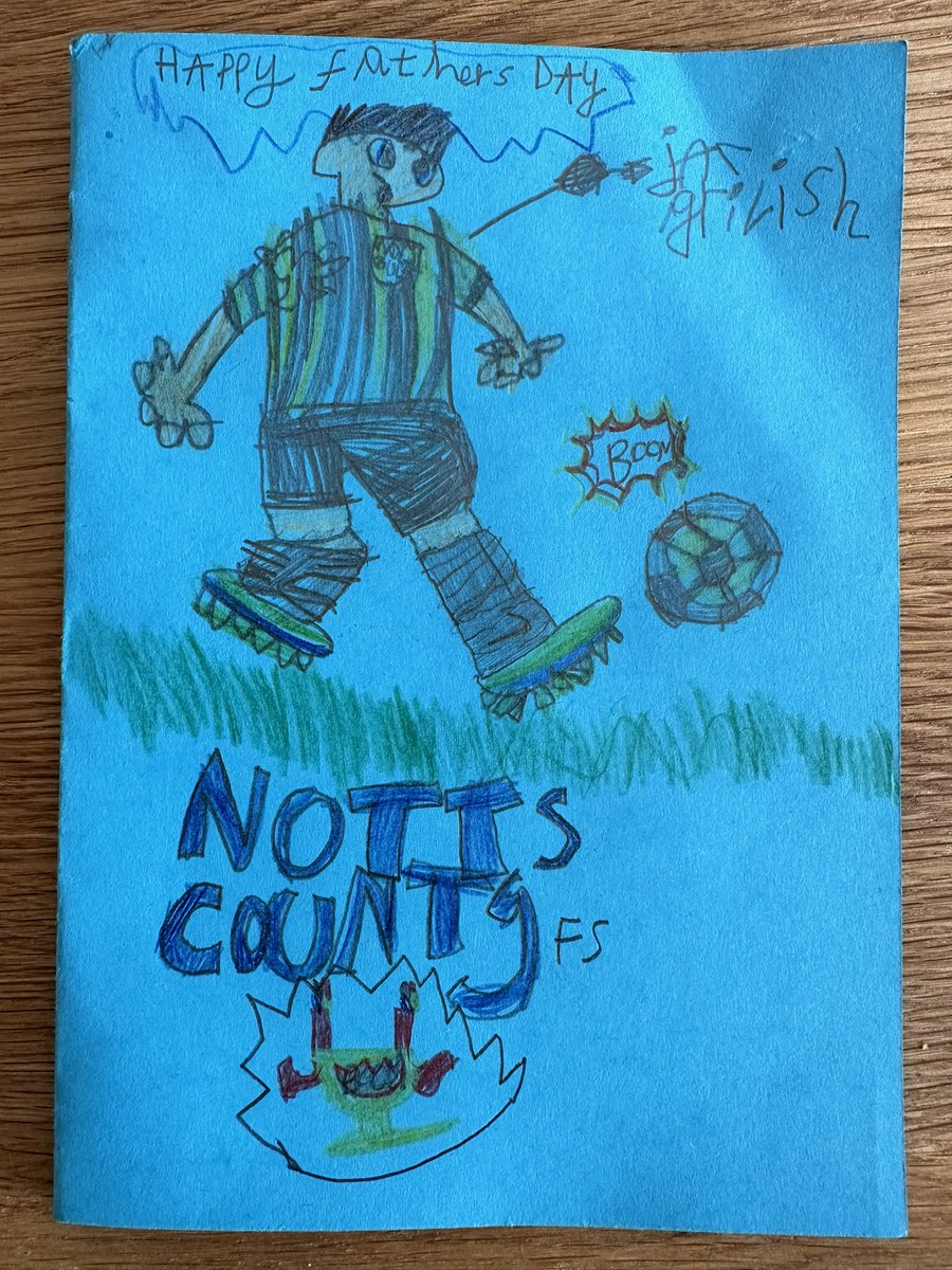 Father’s Day card from my eldest. Delighted Jack Grealish has rejoined Notts County, though he’s still looking a little worse for wear after the Champions League win.