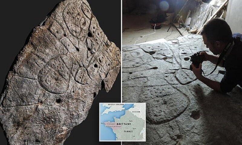 1900 a stone was found2Bthe first map of Europe.Stone is4K years old size is 1.8by1.5m it depicts the territory of westBritain.2018 using 3Dresearch& photogrammetry proved drawings on the stone are a cartographic image, covering90% of the riverOdet(its length is 25 km).#rtitbot