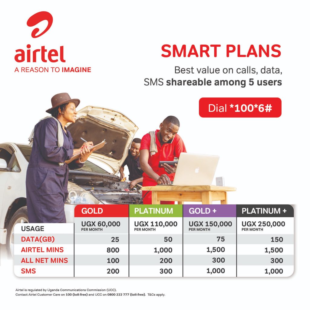 PyeparFaisal's tweet photo. PAY WEEK banange era don't forget to secure that @Airtel_Ug #SmartPlan bundle engeri gyoyinamu kuka ssente sawa zino...
Dial *100*6# gwe wesirikire 😌 https://t.co/jJtNvEvqzb
