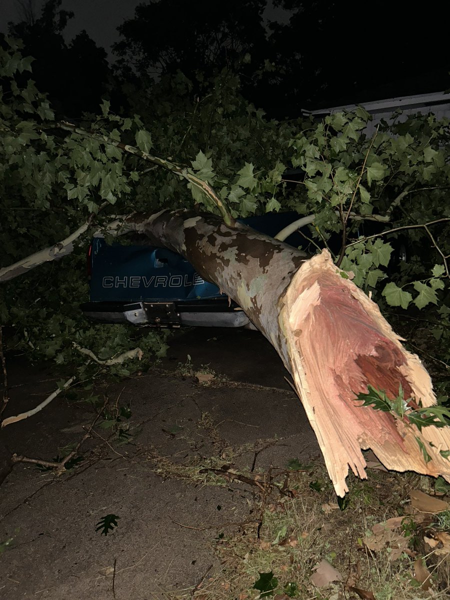 And since the sycamore tree has seemingly crushed my neighbor’s truck… maybe he’ll cut it like I’ve been asking him to, since it was struck by lightning several years ago! 🙄🙄 Soft wood + lightning = havoc for years. #okwx