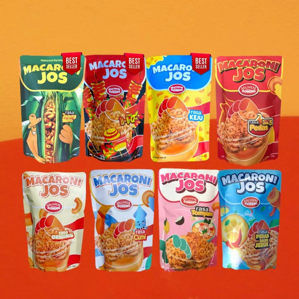 Snack Makaroni Goreng Aneka Rasa Kemasan Premium 100gr by Macaroni Jos

Macaroni Jos memiliki 8 varian rasa yaitu :

- Original 
- BBQ 
- Cumi 
- Jagung Manis 
- Keju 
- Pedas Daun Jeruk 
- Pedas Level 5 
- Tomyam 
shope.ee/8A1cWS5RjR

#zonajajan
#zonauangᅠᅠ
#zonauang