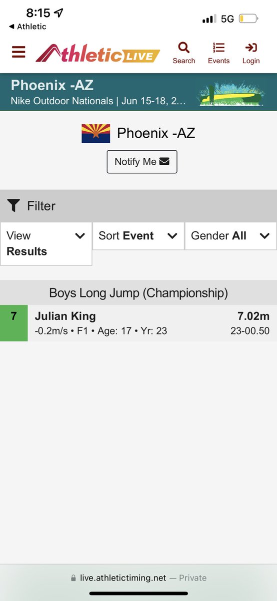 jking267x's tweet photo. Blessed to take 7th place in the Nation for LJ at the 2023 #nikeoutdoornationals with a PR of 23-00.50! Thank you @OregonTF for having me at Hayward this Weekend!💚🙏🏽@CoachPerrone @MileSplitAZ @AntonioEffinger @jumpers_world #LongJump https://t.co/YZjsYdnctH